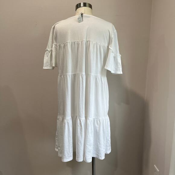 J.Crew White Cotton Tiered Dress Large NWT Resort Beach Clean Girl Minimal Sz L - Picture 3 of 9